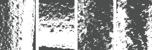 Set of distressed overlay grunge texture background with black and white color vector