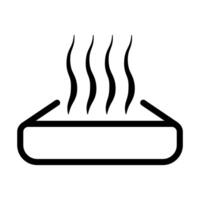 Warm up food icon . Preheat in microwave oven sign. Heating symbol with meal container and heat waves for your web site design, logo, app, UI. illustration vector