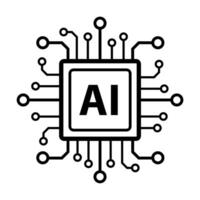 Artificial intelligence AI processor chip icon symbol for graphic design, logo, web site, social media, mobile app, ui illustration.. vector