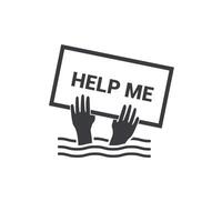 Illustration of an outline design asking for help for a drowning person. vector