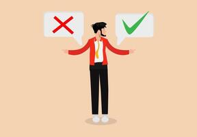 businessman with two speech bubbles with check marks vector