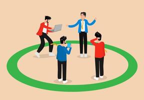 The employee work team is discussing business or solving problems with work team communication vector