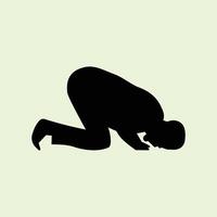 The silhouette of a person performing a prayer with a prostration pose which means surrendering to God. Design element illustration of a person who is praying with religious theme vector