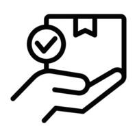 A hand holding a box with a tick mark on it vector