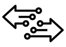 A black and white icon of two arrows pointing in different directions vector