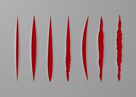 Realistic paper cut with a stationery knife with a red inner side. vector