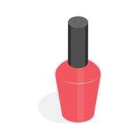 An isometric icon of a nail polish bottle with a red brush applicator.,.' vector