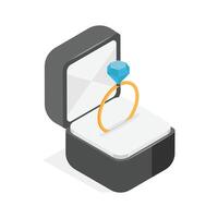 Well designed icon of diamond ring in isometric style. vector