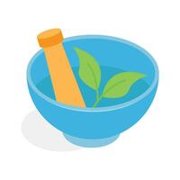 Get this amazing icon of mortar pestle in isometric style. vector