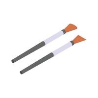 Simple, colorful isometric icons of two makeup brushes.. vector
