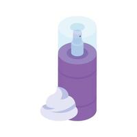Isometric icon of a shaving foam spray bottle and shaving cream.. vector