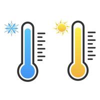 Thermometer with sun and snowflake icon. Hot and cold. illustration vector