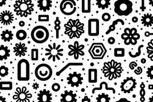 Black and white geometric pattern. Hi-tech Memphis style. vector