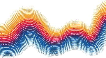 Wave-like colors blend into each other on a digital abstract background. Elegant, vibrant, orange and blue flowing lines, creating mesmerizing waves. vector
