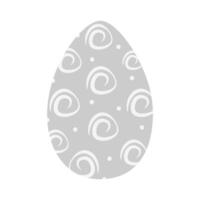 Decorative Easter Egg pattern hand drawn ornament in grayscale. Easter greeting design element idea. Isolated illustration Sticker Icon Thematic Cards, poster or web promo banner, price, label vector
