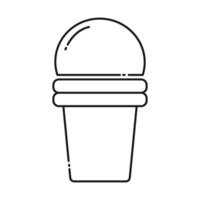 Ice cream in a waffle cup. linear icon in minimalist style. Logo Sticker Icon design concept idea. Isolated illustration Thematic cards, poster, leaflet, price, label or web promo banner, print vector