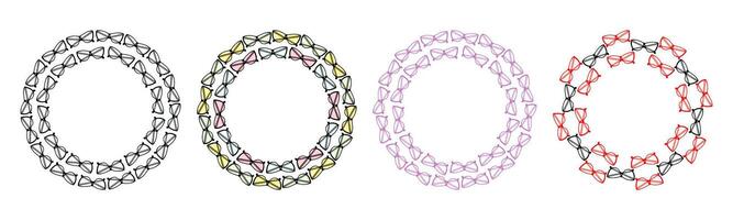 Eyeglasses multicolored and monochrome Circular frame borders. Thematic cards Copyspace Template Set. Isolated illustration Thematic cards or web promo banner, leaflets, print materials or tags vector