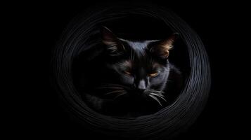 relaxed cat black background photo