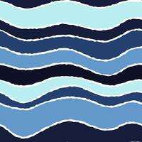 Abstract Wavy Striped Seamless Pattern with Blue Tones for Nautical or Marine Theme Design vector