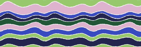 Abstract Wavy Striped Pattern with Pink, Green, and Blue Tones in Seamless Design for Modern Textures and Background vector