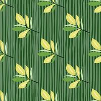 Leafy green seamless textile pattern with vertical stripes for nature-inspired design vector