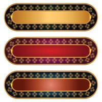Set of luxury red and golden arabic islamic banner title frame text box border transparent background vector