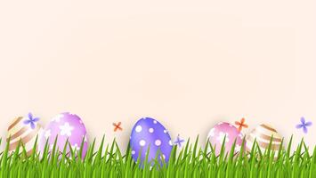 Blank Happy Easter day concept with 3d cartoon style with eggs and flower. vector