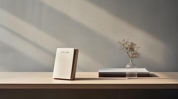 minimalist books on table photo