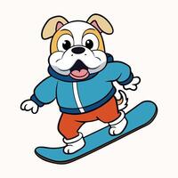 Fearless Bulldog Taking on the Slopes vector