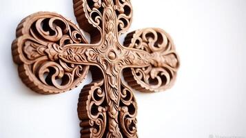 patterns wooden cross on white background photo