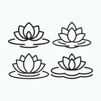 Set of Simple Line Art Lotus Flower Icons vector