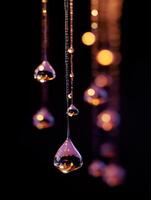 Captivating macro shot of suspended liquid paint drops with brilliant bokeh photo