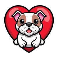 Bulldog with a Heart-Shaped Balloon vector
