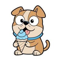 Cute Bulldog with a Chocolate Ice Cream Cone vector