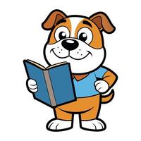 Fluffy Bulldog Enjoying a Story vector
