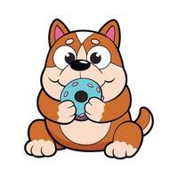 Cute Bulldog Enjoying a Doughnut Feast vector
