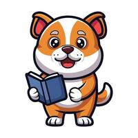 Cute Bulldog Studying with a Book vector