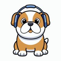 Cute Bulldog with a Music Note Aura vector