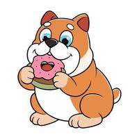 Frenchie Bulldog and a Frosted Doughnut vector