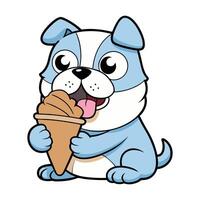 Bulldog with a Melting Ice Cream Cone vector
