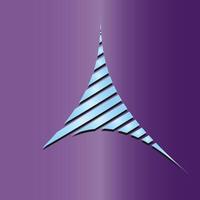 Illustration of geometric shapes, triangles, blue and purple gradient background. vector