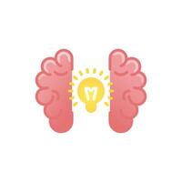 ion of simple creativity, two brains with light bulb in the middle vector
