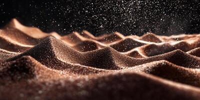 Chocolate powder landscape with textured waves and dynamic motion photo