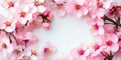 Soft focus cherry blossom floral arrangement for spring decor or cards photo
