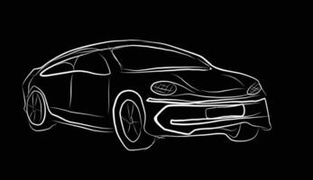 A drawing of a car on a black background vector
