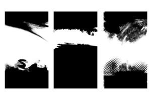 Trendy punk noise banners. Glitch distorted texture halftone noise defect error stamp set of backgrounds templates for presentation stories. vector