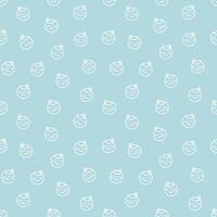 seamless minimal smile line art repeat pattern in blue background vector