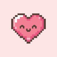 A cute simple Pixel Heart with smile and Cute Blushing colour vector