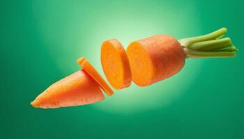 Fresh Carrot on a Vibrant Green Background photo