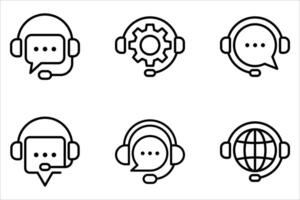 customer support icon set on white background, vector